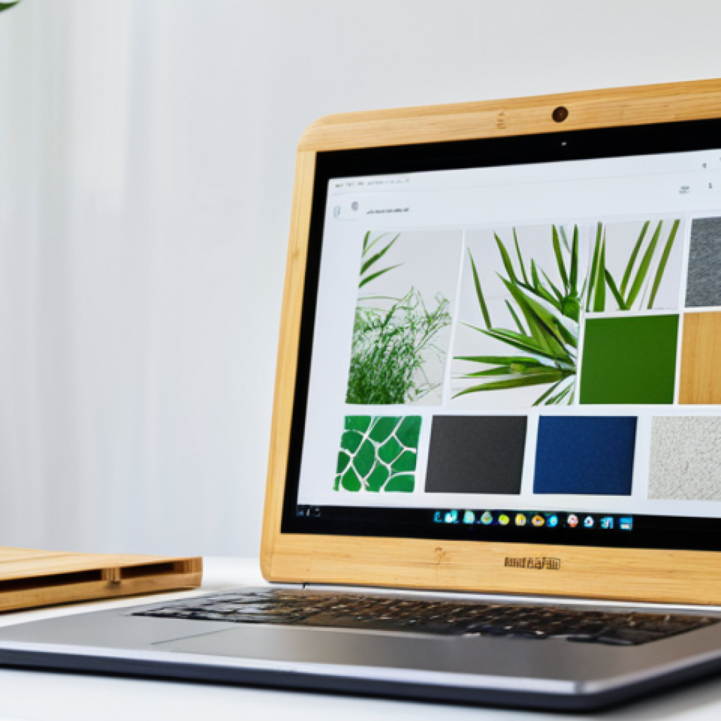 공업디자인과 탄소 배출 절감 디자인 - **Prompt:** A modern product design studio, showcasing sustainable material samples (bamboo, recycle...