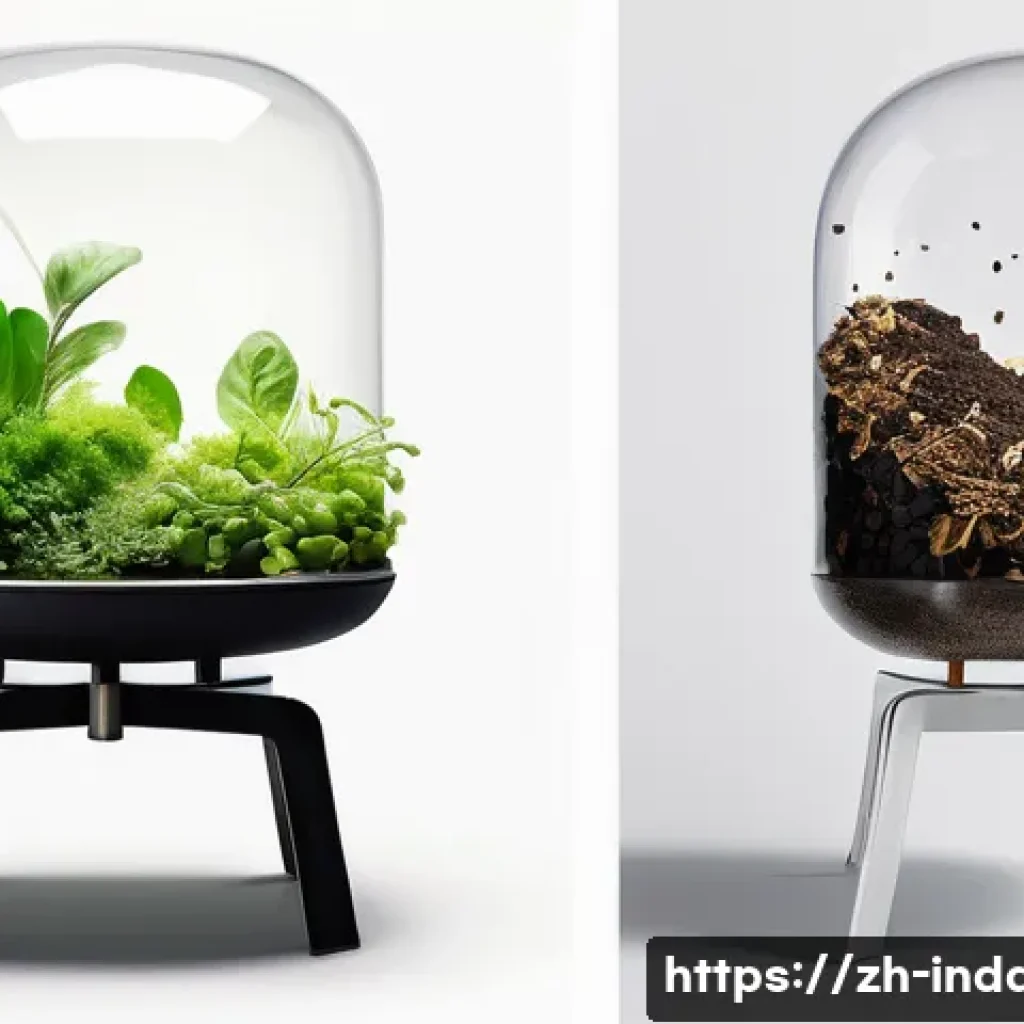 공업디자인과 제로 웨이스트 디자인 - **Aesthetic "Cradle to Cradle" Cycle Visualization:**
    A visually stunning and clean studio photo...