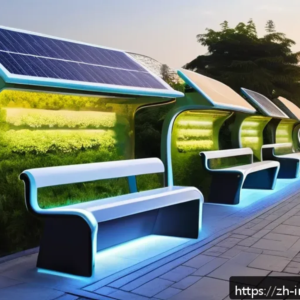 공업디자인과 공공 디자인 - A futuristic smart urban park scene in a Chinese city featuring multifunctional public spaces: solar...