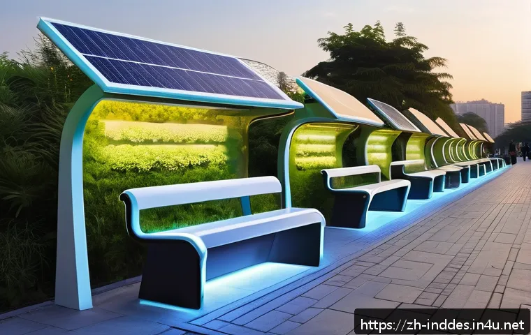공업디자인과 공공 디자인 - A futuristic smart urban park scene in a Chinese city featuring multifunctional public spaces: solar...