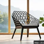 공업디자인과 바이오 디자인 - A modern chair inspired by honeycomb structures, featuring a lightweight yet sturdy frame with hexag...