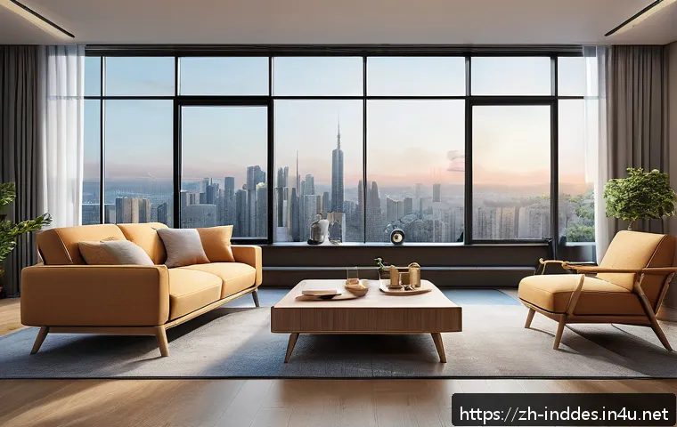 가구 디자인과 공업디자인 - A modern living room scene featuring a multifunctional smart sofa with adjustable hardness and recli...